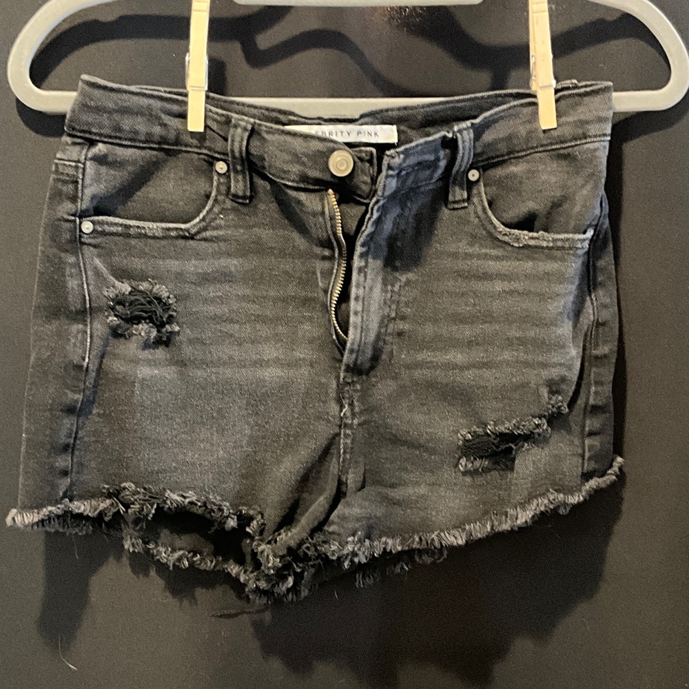 Celebrity Pink Black Distressed Jean Shorts